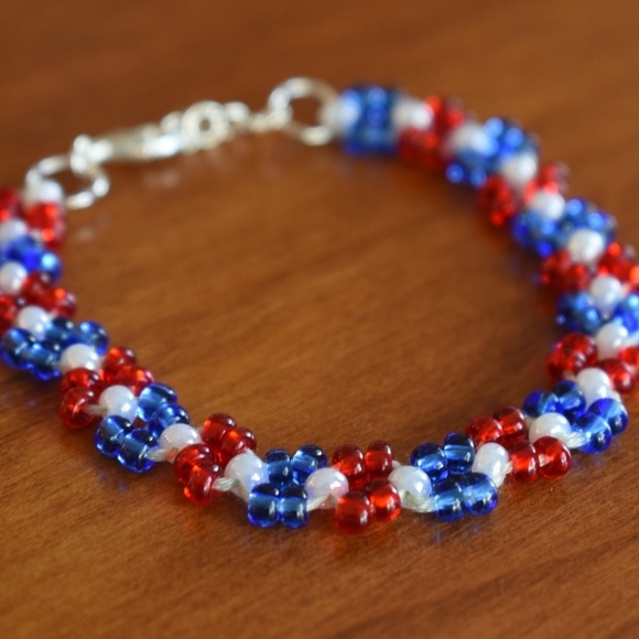 Jewelry - 2/$20 Fourth of July Beaded Bracelet